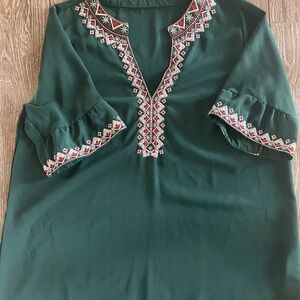 Dark green embroidered tunic